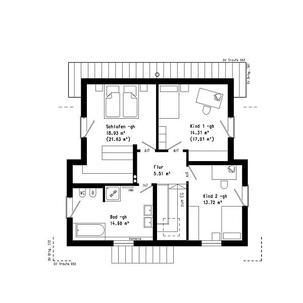 Grundriss des Obergeschosses